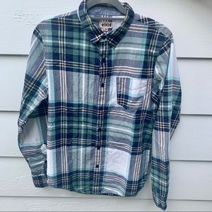 1901 Plaid Green and Blue Button Down